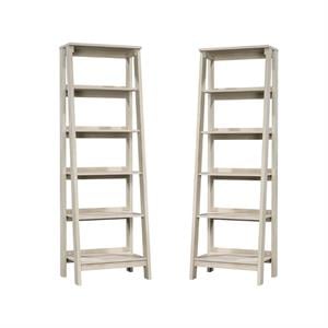 Home Square 5 Shelf Wood Bookcase Set in Chalked Chestnut (Set of 2)