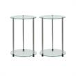 Home Square 2 Piece Designs2Go Round End Table with Glass Shelves Set in  Clear