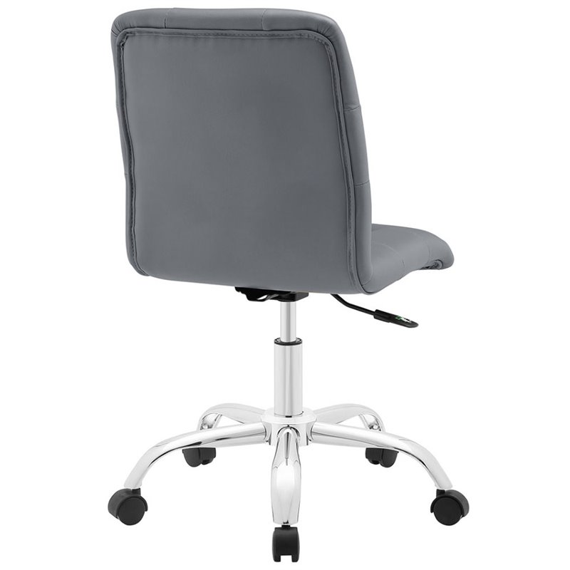 Home Square 2 Piece Faux Leather/Stainless Steel Swivel Office Chair Set in Gray