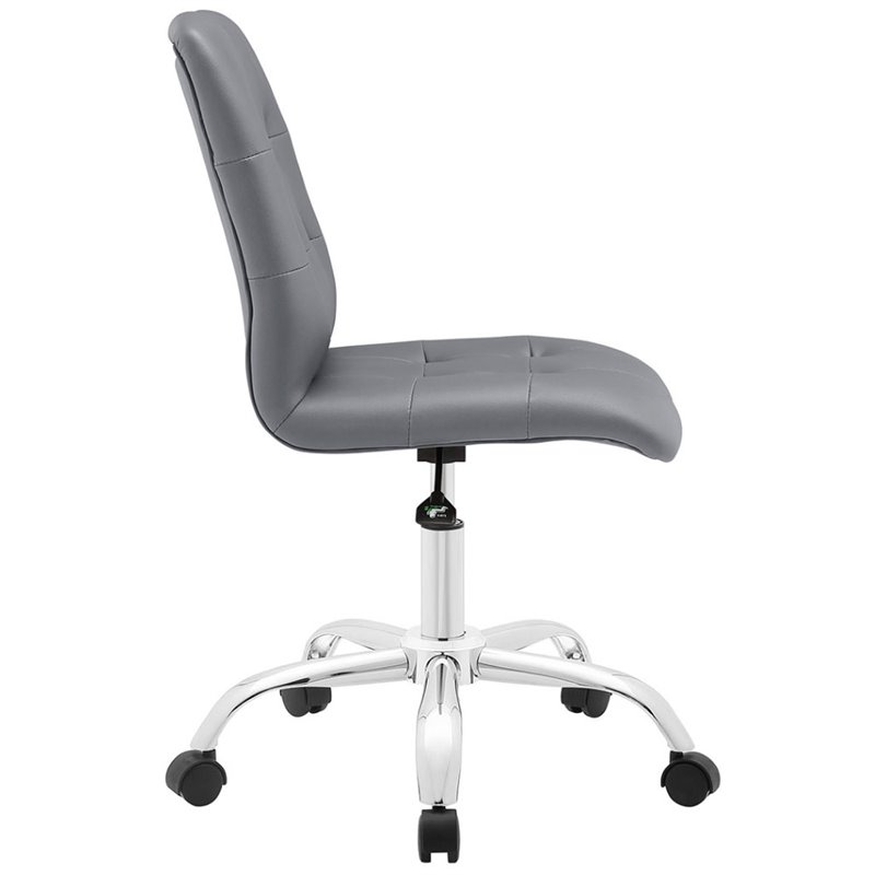 Home Square 2 Piece Faux Leather/Stainless Steel Swivel Office Chair Set in Gray