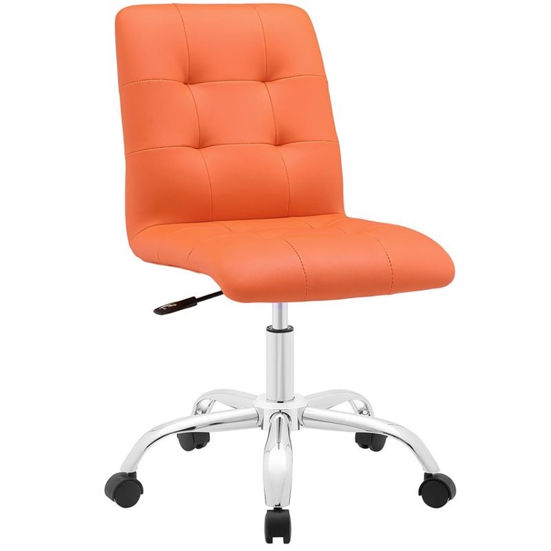 Home Square 2 Piece Faux Leather/Stainless Steel Swivel Office Chair Set Orange