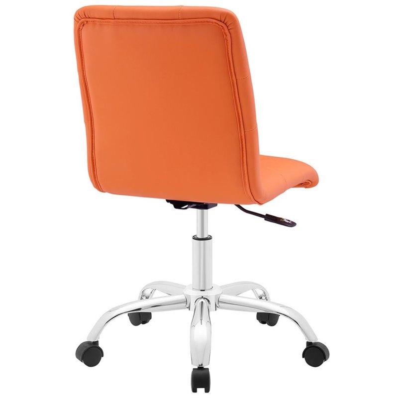 Home Square 2 Piece Faux Leather/Stainless Steel Swivel Office Chair Set Orange