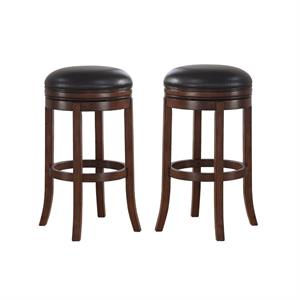 Home Square 2 Piece 30&quot Backless Tall Bar Stool Set in Medium Walnut and Java