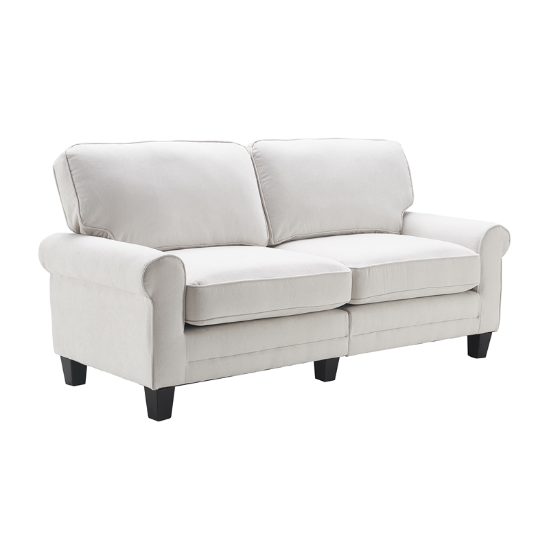 Home Square 2 Piece Contemporary Polyester Fabric Sofa Set in Cream