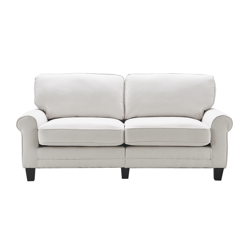 Home Square 2 Piece Contemporary Polyester Fabric Sofa Set in Cream