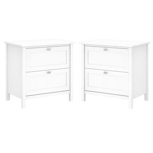Home Square 2 Drawer Filing Cabinet Set in Pure White (Set of 2)
