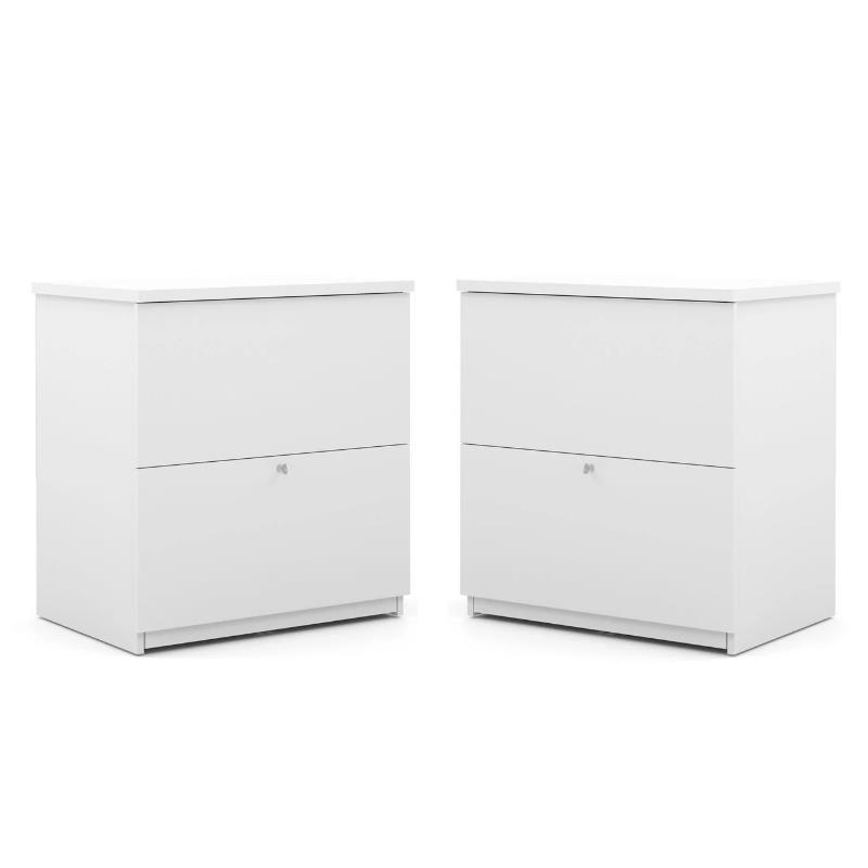 Home Square 2 Drawer Lateral Filing Cabinet Set in White (Set of 2)