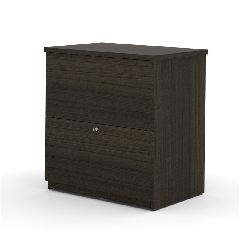 Home Square 2 Drawer Lateral Filing Cabinet Set in Dark Chocolate (Set of 2)