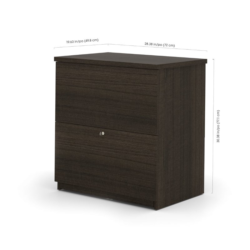 Home Square 2 Drawer Lateral Filing Cabinet Set in Dark Chocolate (Set of 2)