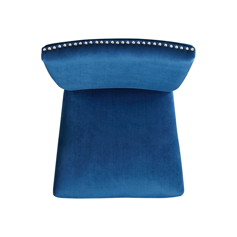 Home Square 2 Piece Velvet Fabric Side Chair Set in Blue