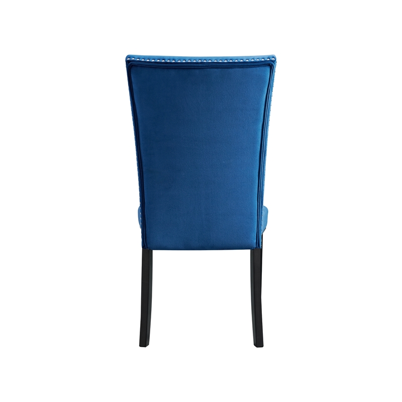 Home Square 2 Piece Velvet Fabric Side Chair Set in Blue