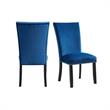 Home Square 2 Piece Velvet Fabric Side Chair Set in Blue
