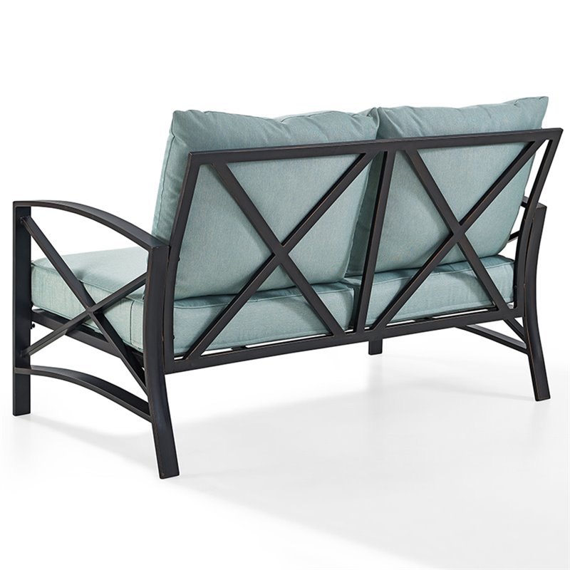 Home Square 2 Piece Metal Patio Loveseat Set in Oil Bronze and Mist