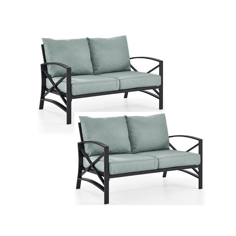 Home Square 2 Piece Metal Patio Loveseat Set in Oil Bronze and Mist