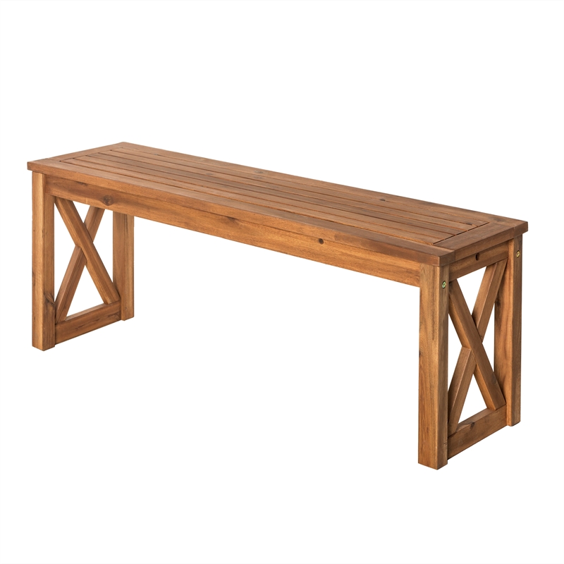 Home Square 2 Piece X-Frame Patio Bench Set in Brown
