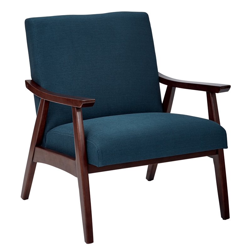 Home Square 2 Piece Fabric Chair with Medium Espresso Frame Set in Azure Blue