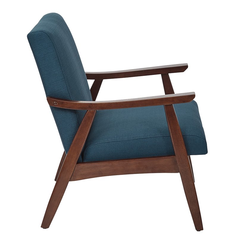 Home Square 2 Piece Fabric Chair with Medium Espresso Frame Set in Azure Blue