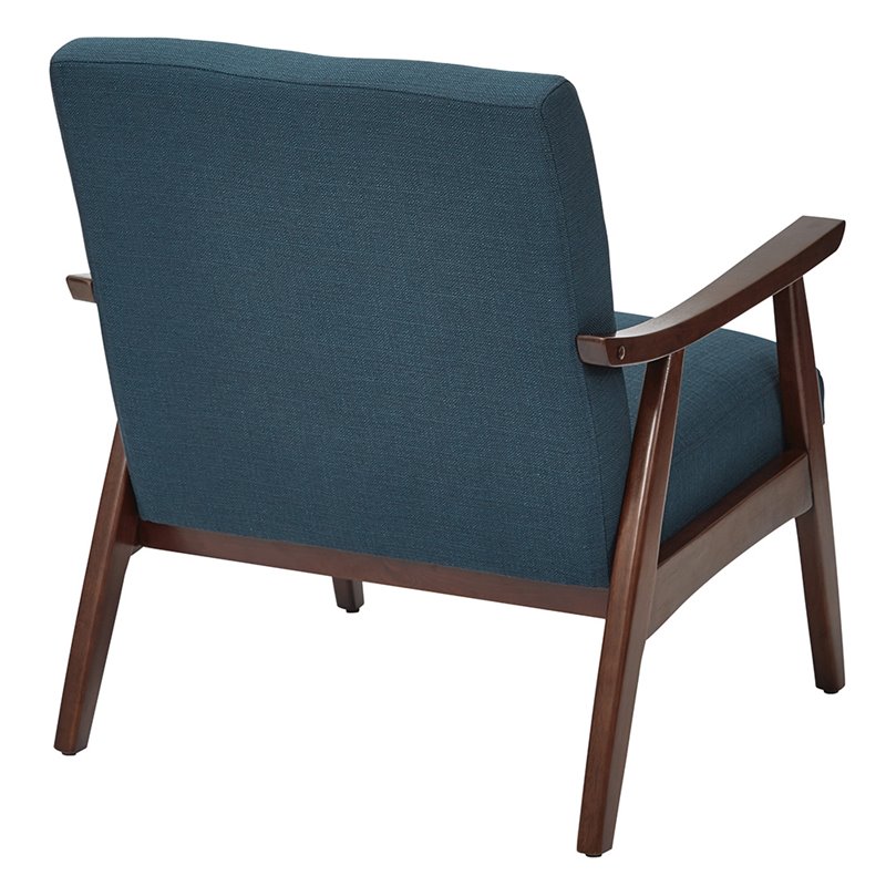 Home Square 2 Piece Fabric Chair with Medium Espresso Frame Set in Azure Blue