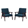 Home Square 2 Piece Fabric Chair with Medium Espresso Frame Set in Azure Blue