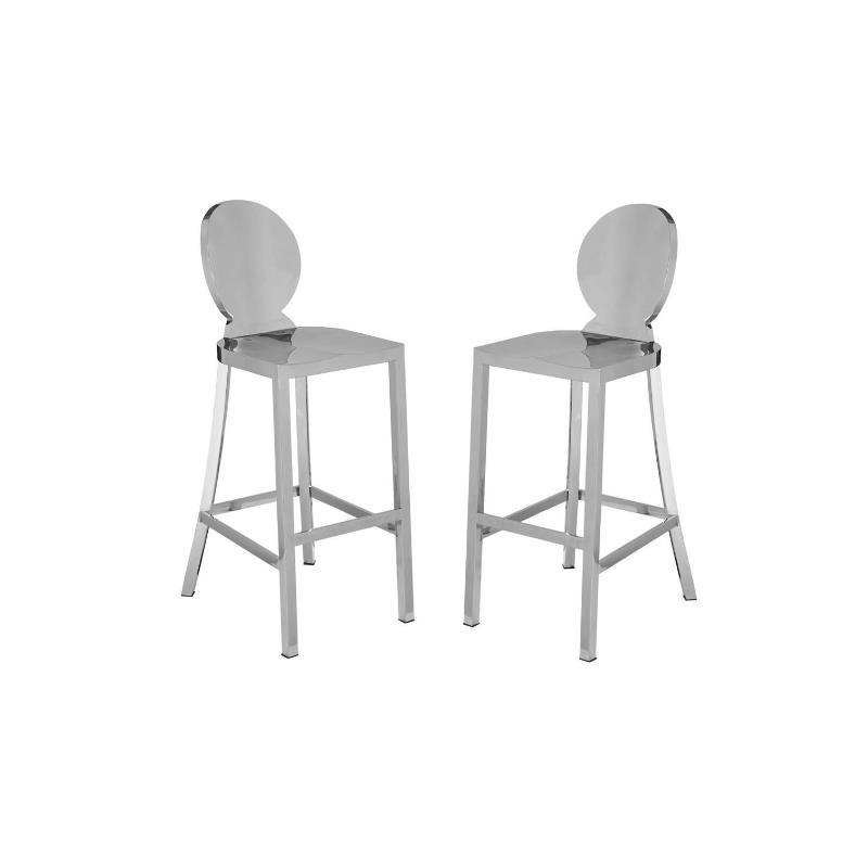 Home Square 2 Piece Stainless Steel Bar Stool Set in Chrome