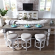 Home Square 2 Piece Magnolia Manor Console Swivel Stool Set in Antique White