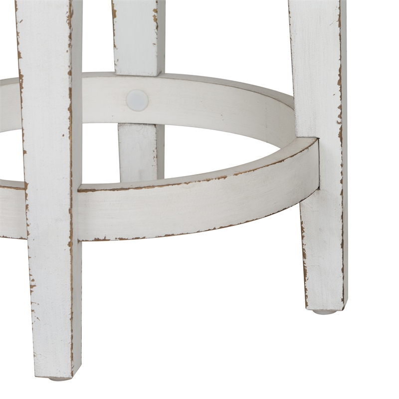 Home Square 2 Piece Magnolia Manor Console Swivel Stool Set in Antique White
