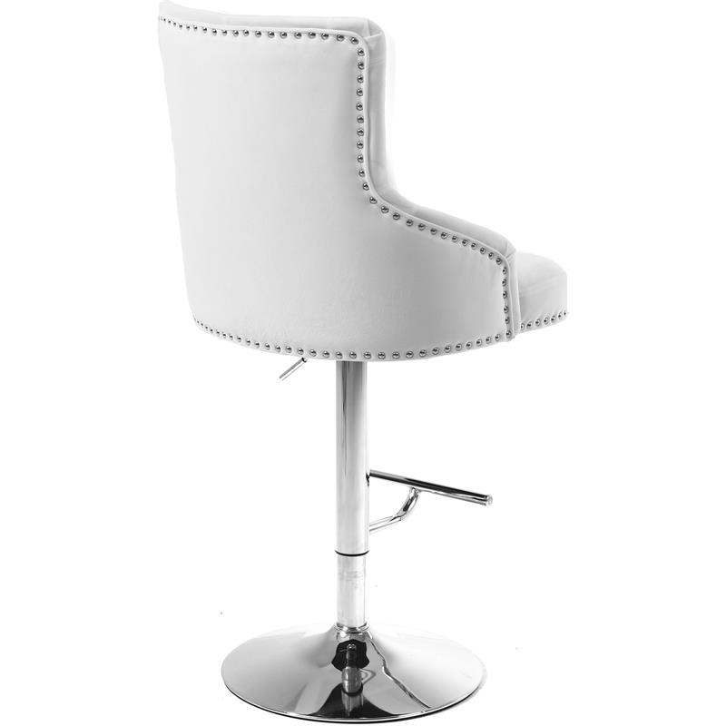 Home Square 2 Piece Swivel Velvet Adjustable Bar Stool Set in White