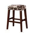 Home Square 2 Piece Wood Cow Print Bar Stool Set in Brown