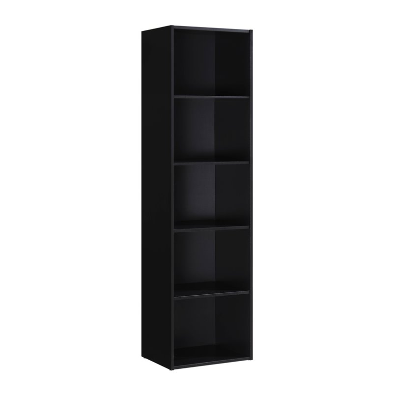 Home Square Five Shelf Wooden Bookcase Set in Black (Set of 2)