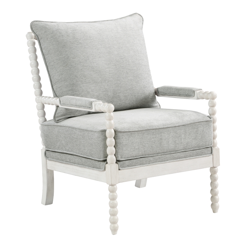Home Square 2 Piece Fabric Spindle Chair Set with White Frame in Smoke Gray
