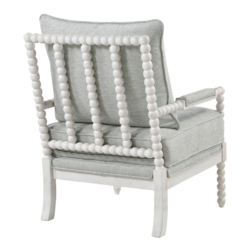 Home Square 2 Piece Fabric Spindle Chair Set with White Frame in Smoke Gray