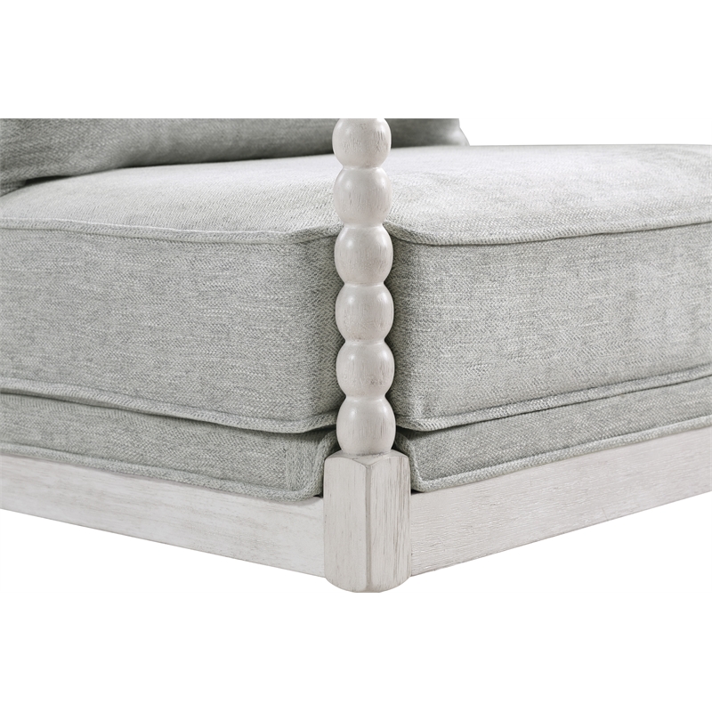 Home Square 2 Piece Fabric Spindle Chair Set with White Frame in Smoke Gray