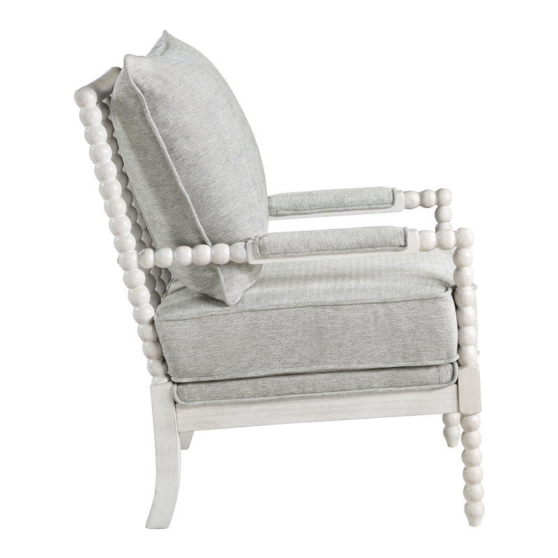 Home Square 2 Piece Fabric Spindle Chair Set with White Frame in Smoke Gray