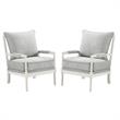 Home Square 2 Piece Fabric Spindle Chair Set with White Frame in Smoke Gray