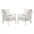 Home Square 2 Piece Fabric Spindle Chair Set with White Frame in Beige
