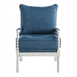 Home Square 2 Piece Fabric Spindle Chair Set with White Frame in Navy Blue
