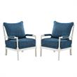 Home Square 2 Piece Fabric Spindle Chair Set with White Frame in Navy Blue
