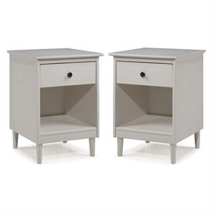 Home Square 1 Drawer Solid Wood Nightstand Set in White (Set of 2)