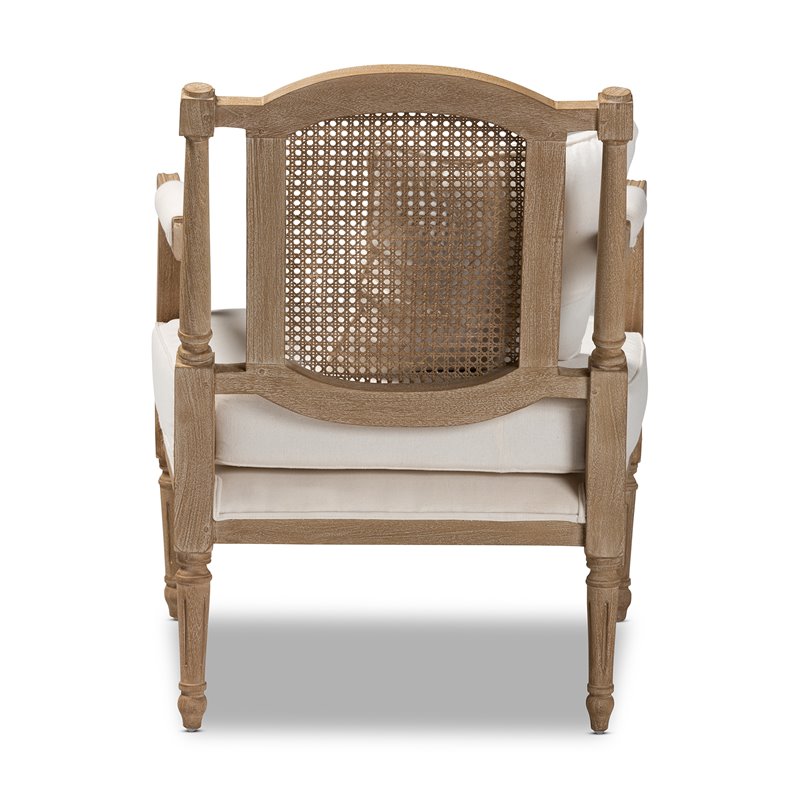 Home Square 2 Piece Wood and Rattan Accent Chair Set in Whitewashed Oak