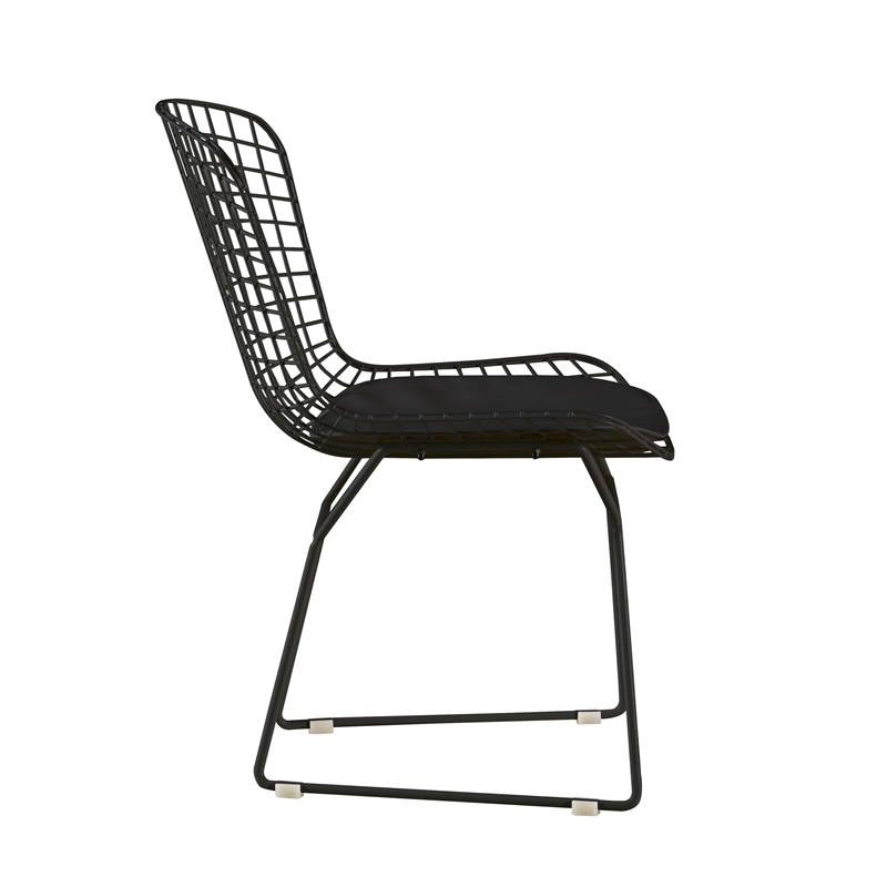 Home Square 2 Piece Wire Dining Side Chair Set in Noir Black