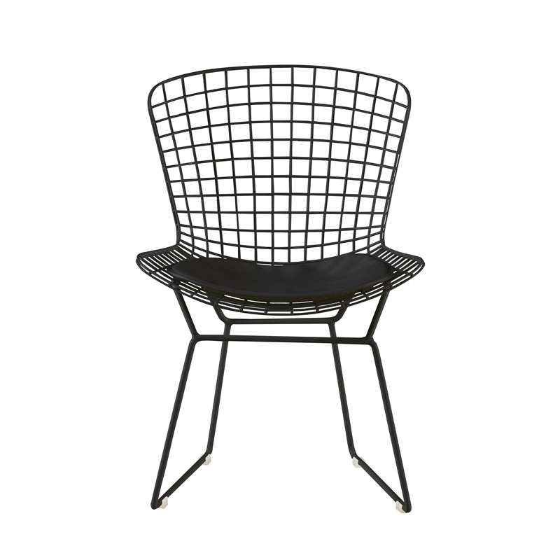 Home Square 2 Piece Wire Dining Side Chair Set in Noir Black