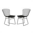 Home Square 2 Piece Wire Dining Side Chair Set in Noir Black