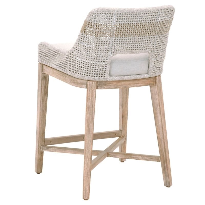 Home Square Transitional Beige 2 Piece Flat Rope Wood Frame Counter Stool Set