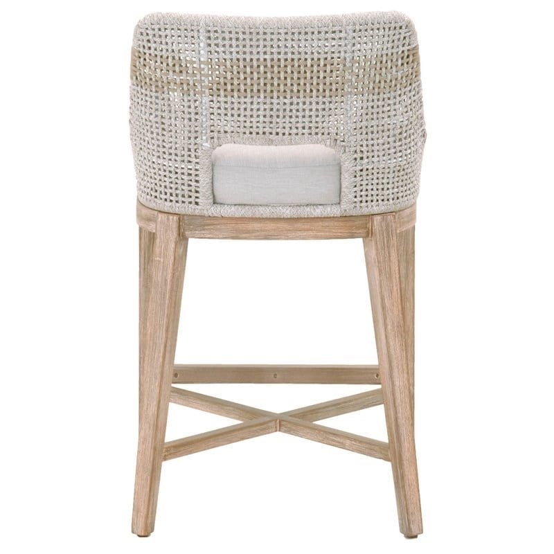Home Square Transitional Beige 2 Piece Flat Rope Wood Frame Counter Stool Set