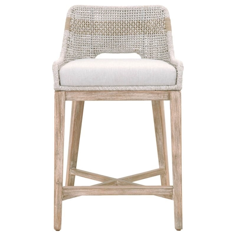 Home Square Transitional Beige 2 Piece Flat Rope Wood Frame Counter Stool Set