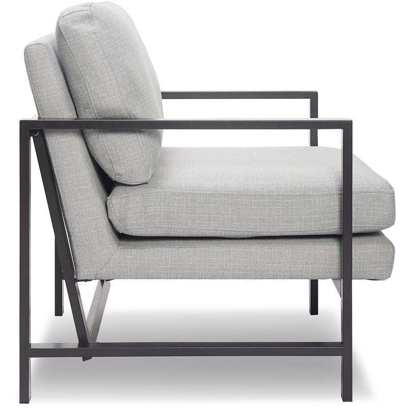 Home Square 2 Piece Metal Frame Accent Chair Set in Light Grey