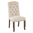 Home Square 2 Piece Tufted Linen Fabric Dining Chair Set in Cream