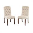 Home Square 2 Piece Tufted Linen Fabric Dining Chair Set in Cream