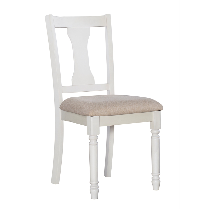 Home Square 2 Piece Wood Dining Side Chairs Set in White and Tan