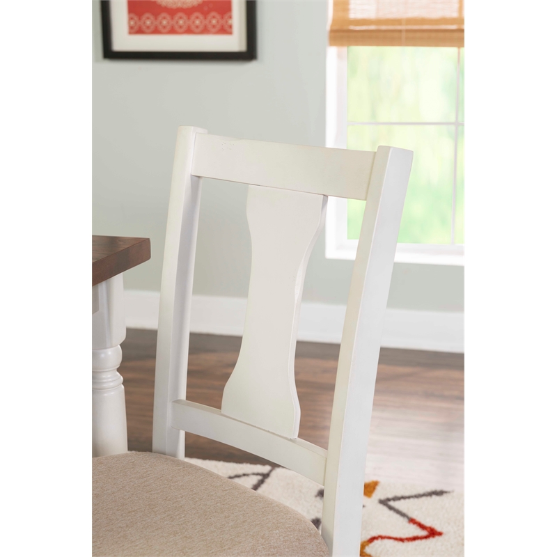 Home Square 2 Piece Wood Dining Side Chairs Set in White and Tan